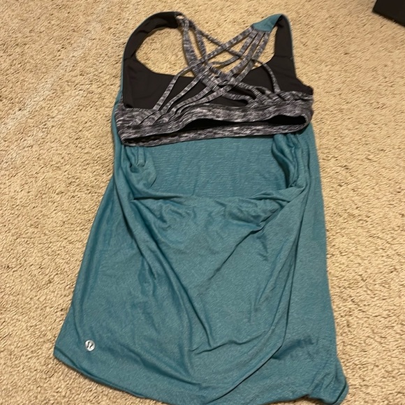 Lululemon wild tank heather forage teal dramatic static white black Sz 6 - Picture 3 of 6